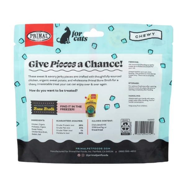 Primal Give Pieces A Chance Chicken with Broth for cats Jerky Treat 4oz